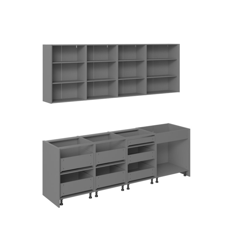 Ensemble d'armoires de cuisine en panneau de fibres à densité moyenne (MDF) H 96 po x l 103 po x P 24 po FK-Fusion