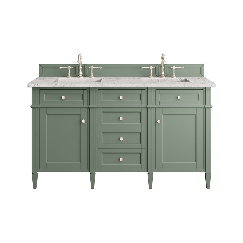 Brittany 60'' W Double Vanity, Smokey Celadon, Eternal Jasmine Pearl