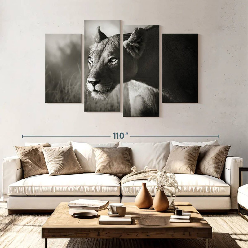 Brampt traçant la lionne, H 54 po x l 84 po