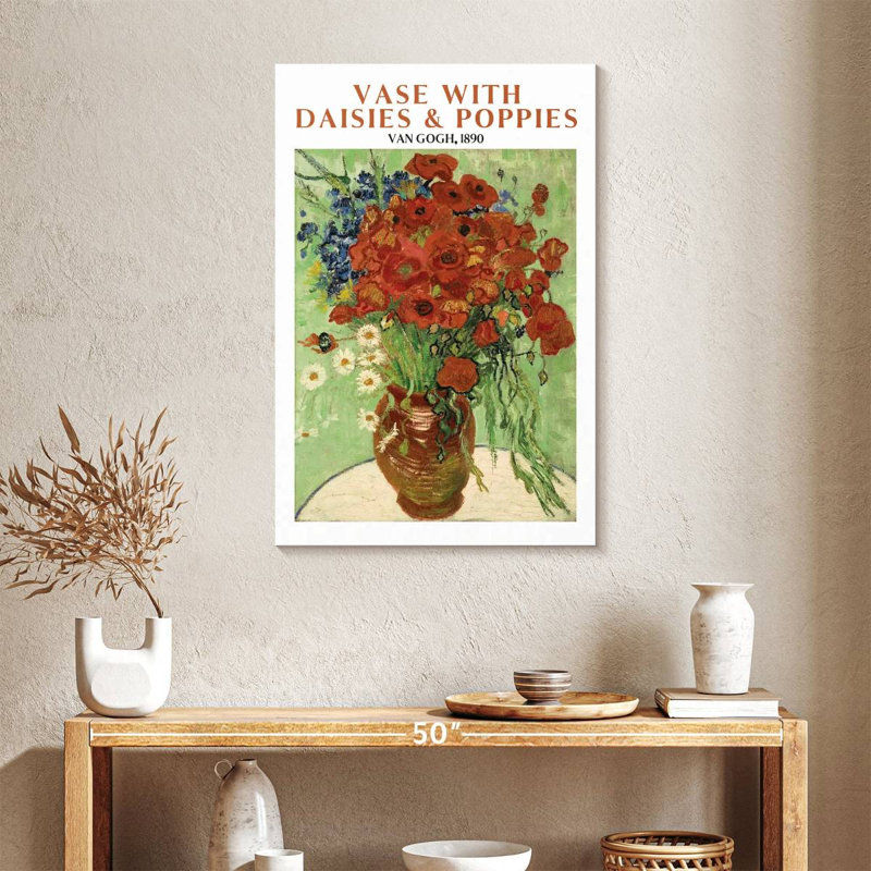 Vase avec marguerites et coquelicots Van Gogh, H 36 po x l 24 po