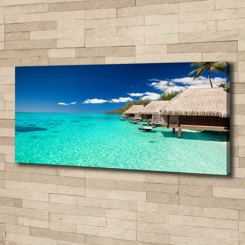 Bungalows Above The Water - No Frame Print on Canvas