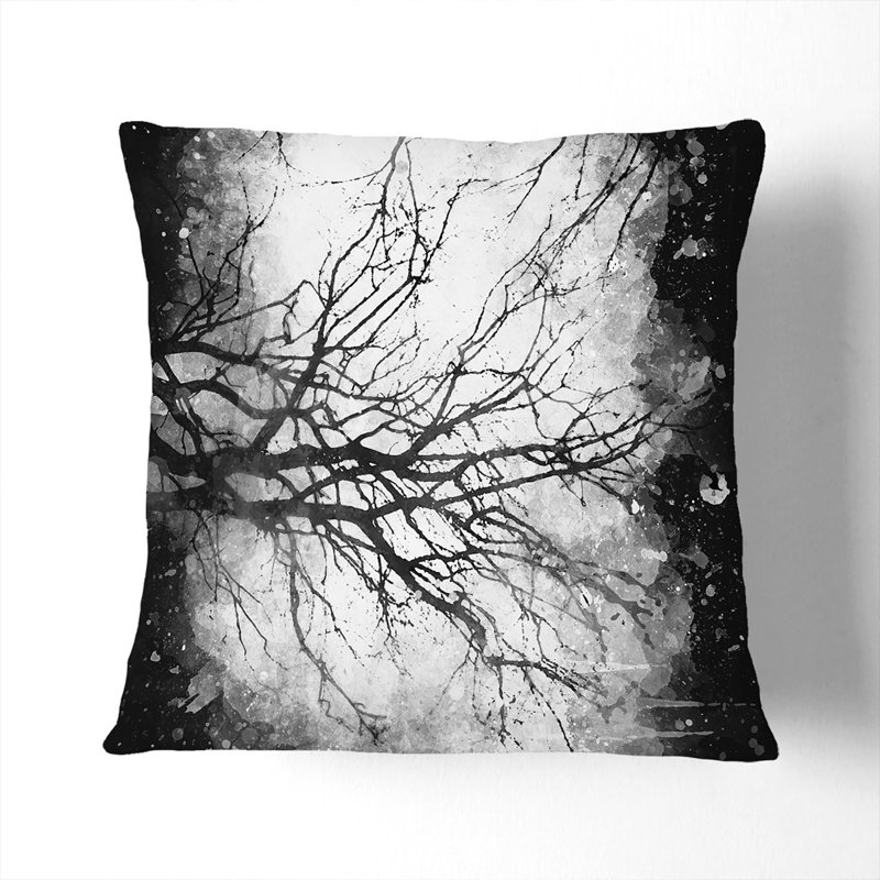 Tree Branches in Central Park New York Cushion with Filling, 55cm H x 55cm W x 20cm D, Black