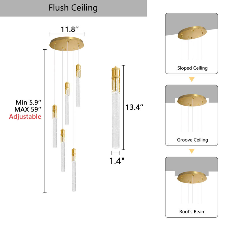 Modern Crystal Chandelier For Dining Room, Gold