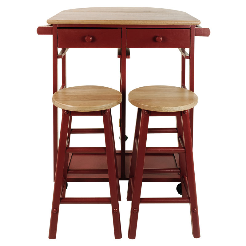 Wimborne Solid Wood Kitchen Island Set, Red