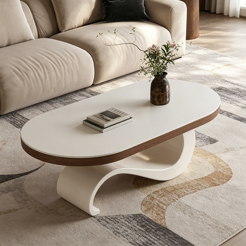 Élégante table basse ovale en ardoise Creative, White