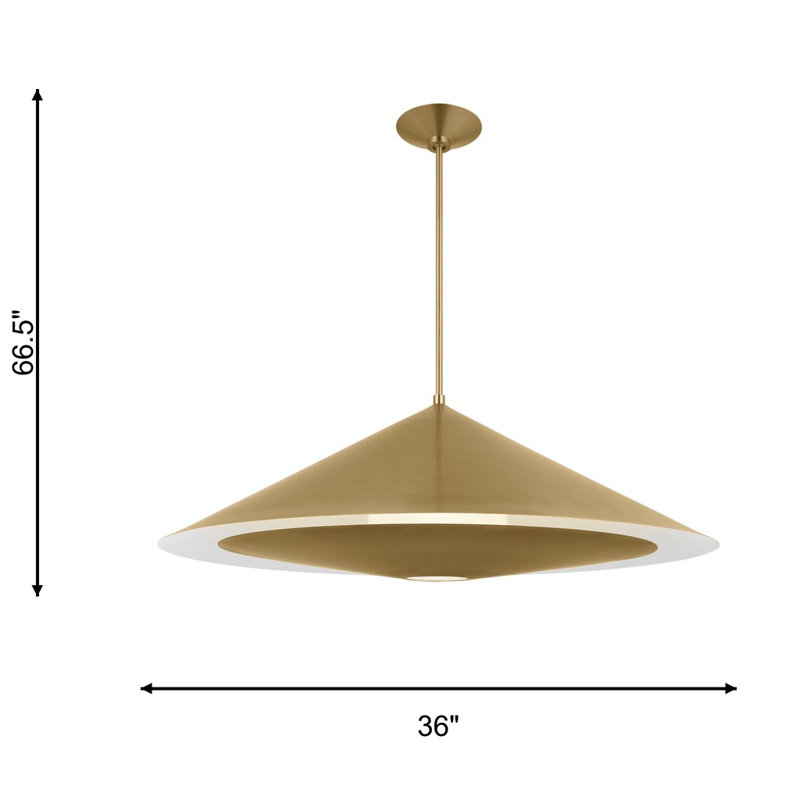 Kelly Wearstler Echo 1 Light Dining Room Pendant With Sandblast Inside Clear Outside Shade, 66.5" H x 36" W x 36" D