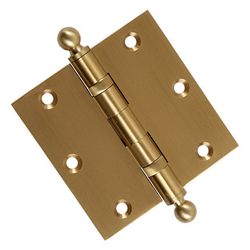 Charnière de porte en laiton massif à roulement à billes H 3,5 po x l 3,5 po, Laiton satiné