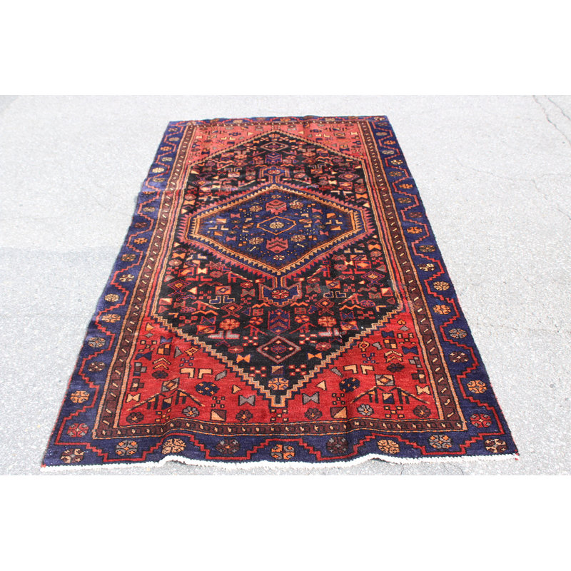Tapis rouge 4X7 Vintage | Tapis oriental tribal tribal | Tapis bohémien Kazak | Tapis fait à la main