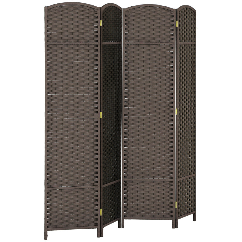 HOMCOM 4 Panel Folding Room Divider, Privacy Screen, 160 x 170cm, Brown