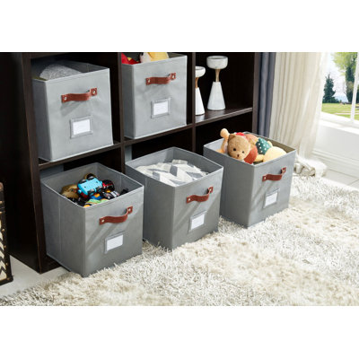 Storage Bins | Cube Storage Bin With Label Holders, Fabric Storage Cubes For Organizing Shelves Closet Toy Clothes  6Pcs