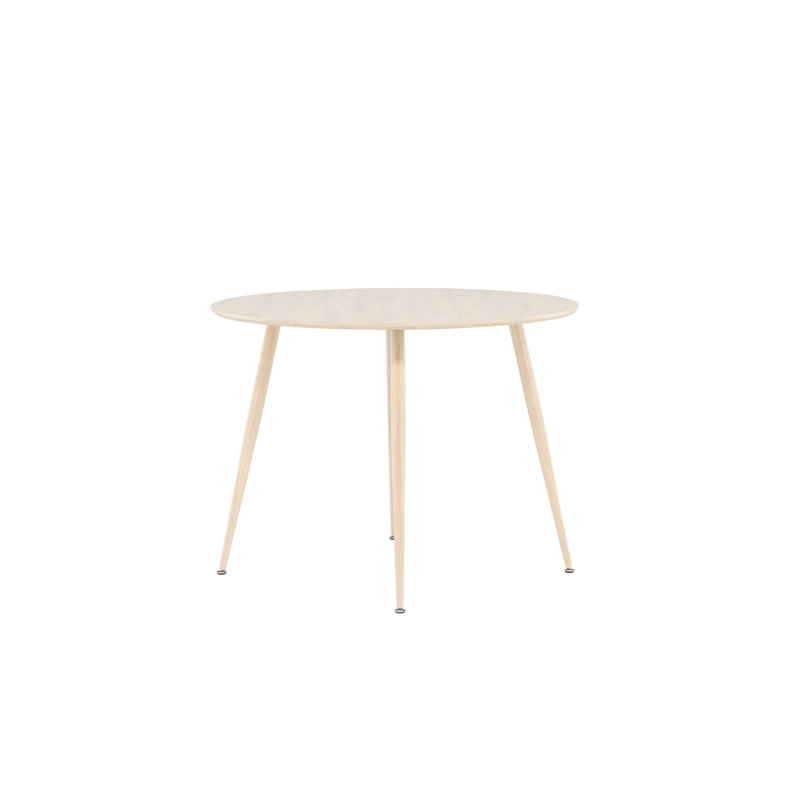 Colm Round Metal Base Dining Table, Whitewash, 75cm H x 100cm L x  100cm W