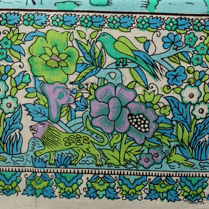 Nappe 100% coton Floral Tree of Life, Mauve / turquoise