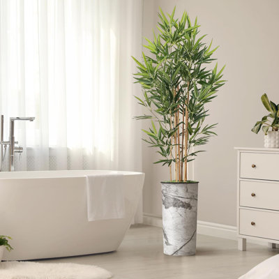Artificial Tree in Contemporary Planter Fake Bamboo Silk Tree (Plant Pot Plus Tree)