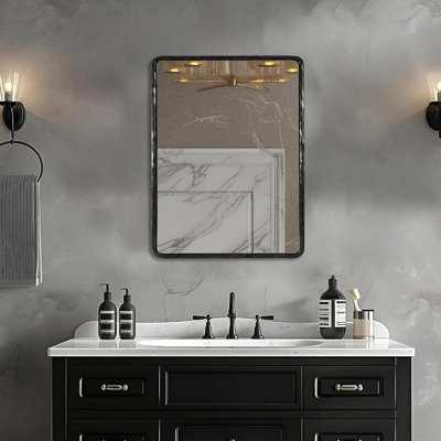 Brunilde Antique Hand-Forged Iron Rectangle Wall Mirror | Rustic Bathroom Vanity Mirror