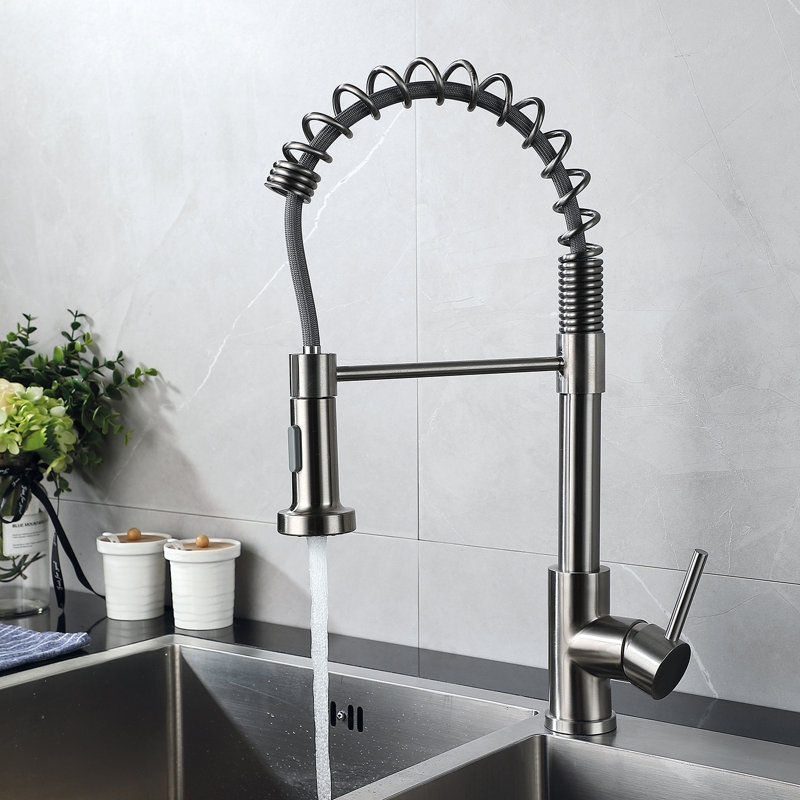 Brushed Nickel Single Handle Pull Down Kitchen Faucet