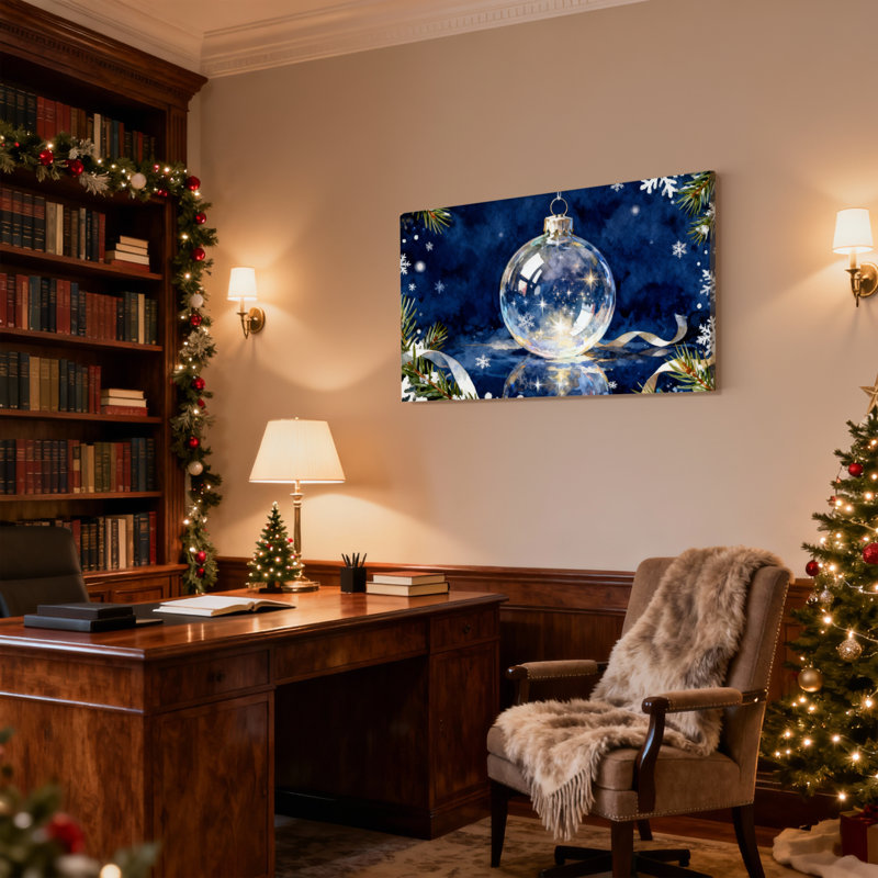 Décoration de Noël en forme de flocon de neige, branches de pin, ensemble de 3 impressions murales sur toile