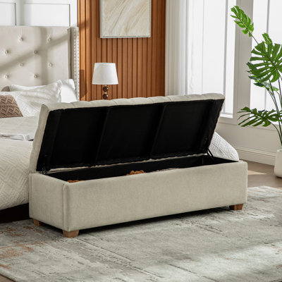 60.2'' Upholstered Storage End of Bed Bench, Tufted Flip-Top Accent Window Bench Footrest Stool Ottoman with Legs
