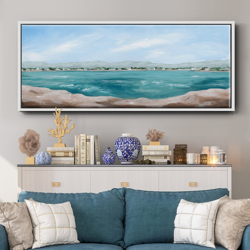 Turquoise Isle III - toile encadrée, H 20 po x l 50 po