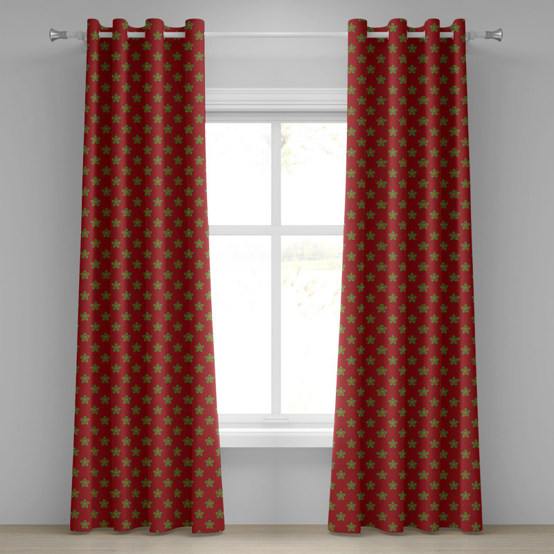 Rideau décoratif à œillets 2 panneaux bourgogne Dakota Fields, 50 po, brun et turquoise, L 50 po x L 108 po