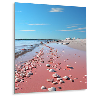 Plage de sable rose II - décoration murale nautique et plage en métal