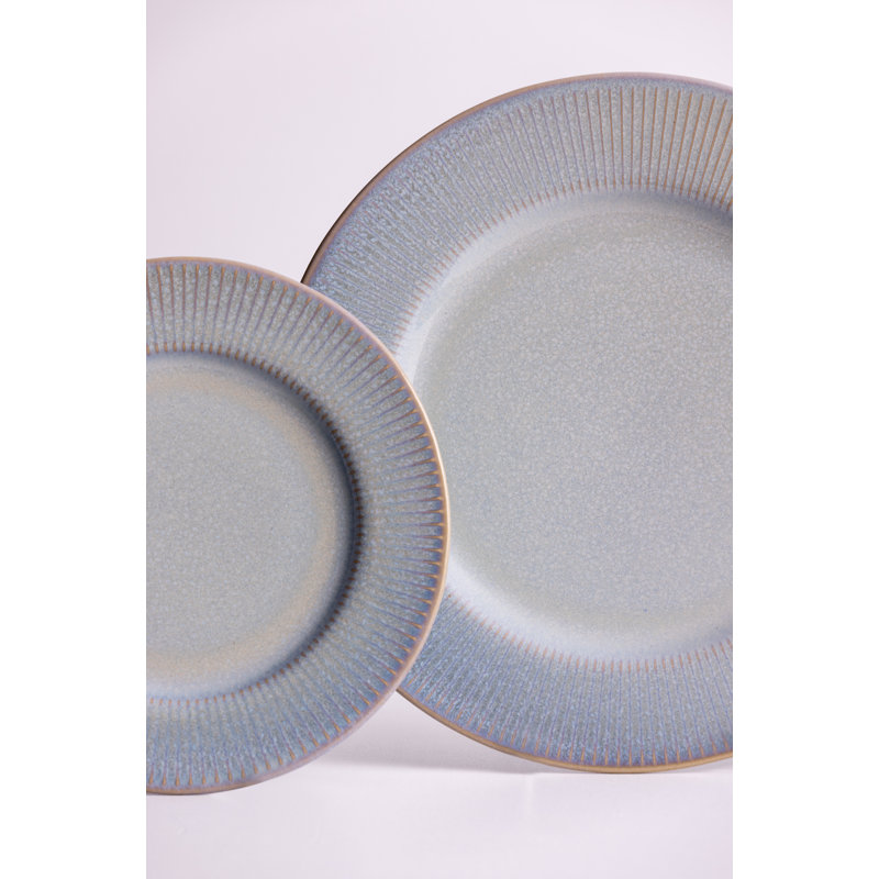 Reactive Linear Set Of 4 Dinner Plates, Grey