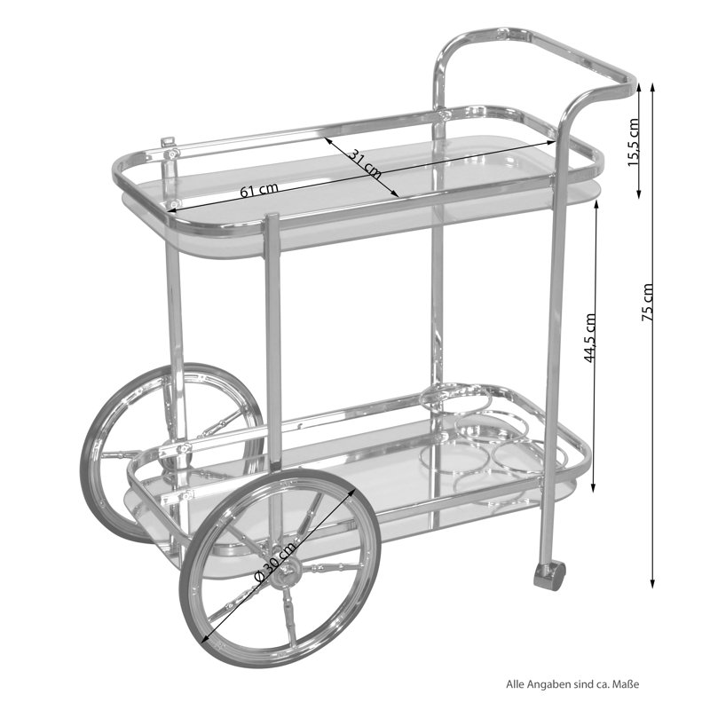 Gelmen Serving Cart, White/Gold