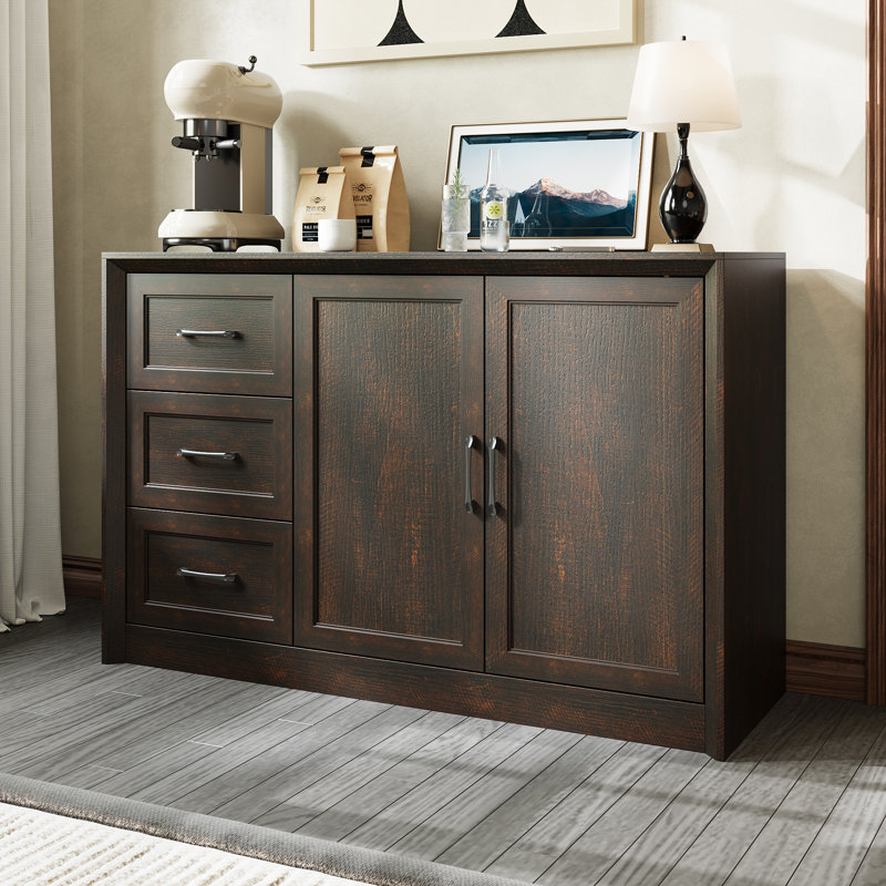 2-Door, 3-Drawer Storage Cabinet, Brown