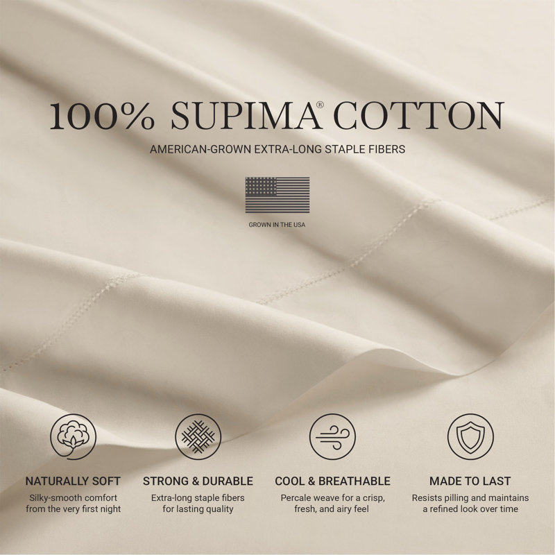 Ensemble de draps en coton 4 pièces, California King Quilt + 3 Additional Pieces, Beige