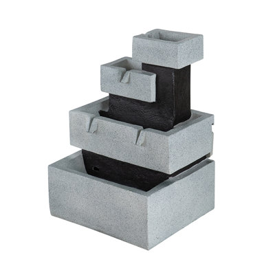 Fontaine grise et noire à 4 niveaux 13,6 x 15,7 x 22,4 po pour l'intérieur et l'extérieur