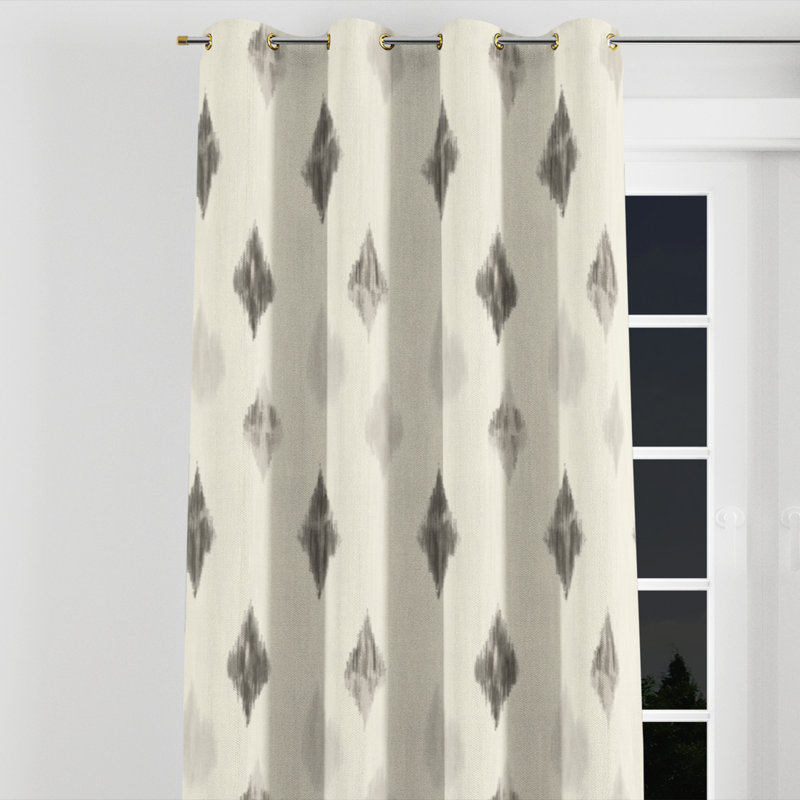 French Country Curtain panels - Transitional Balentin Grommet Curtain - 1 Panel, Gold Grommets, 52" W x 63" L