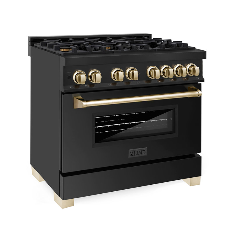 ZLINE Autograph 36" Legacy Dual Fuel Range, Gold Black Stainless Steel