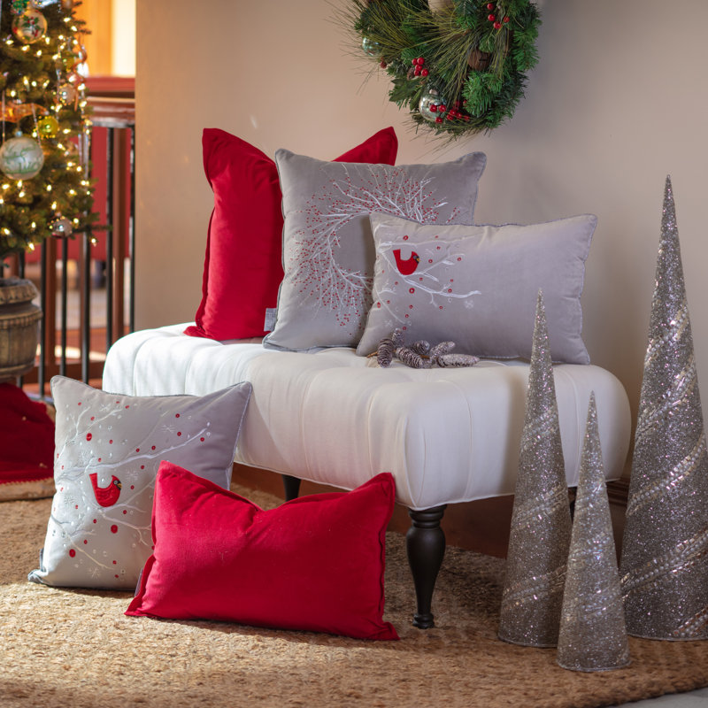 Coussin Velvet Christmas Cardinal