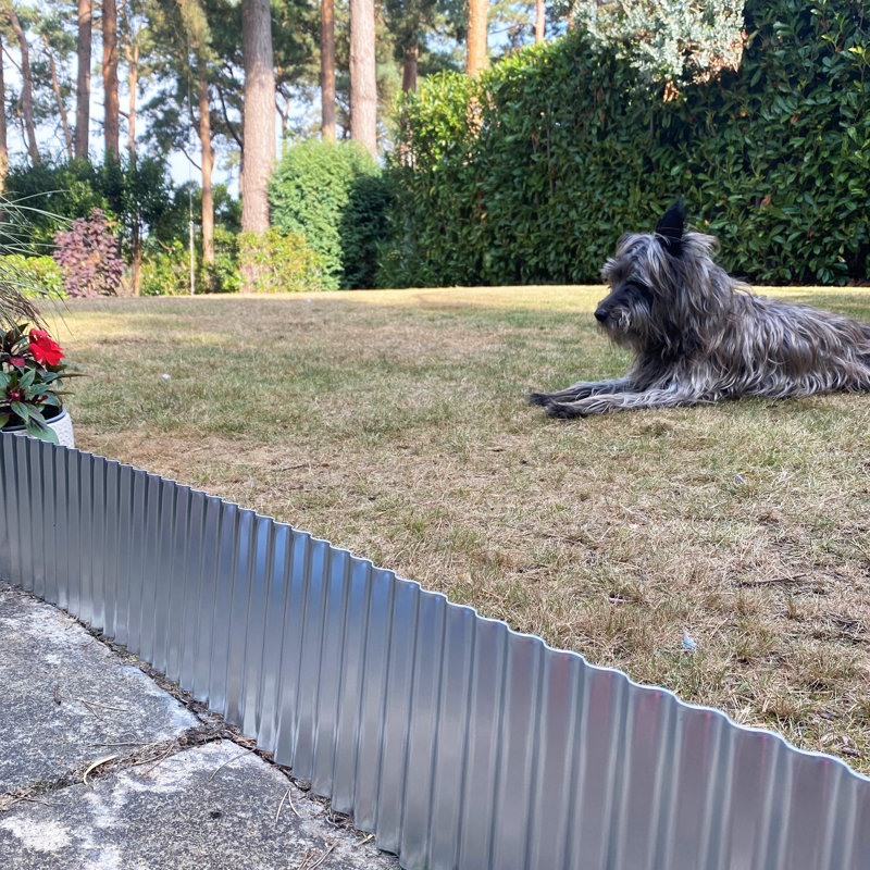 Altider 16.5cm H x 500cm W Silver Metal Lawn Edging