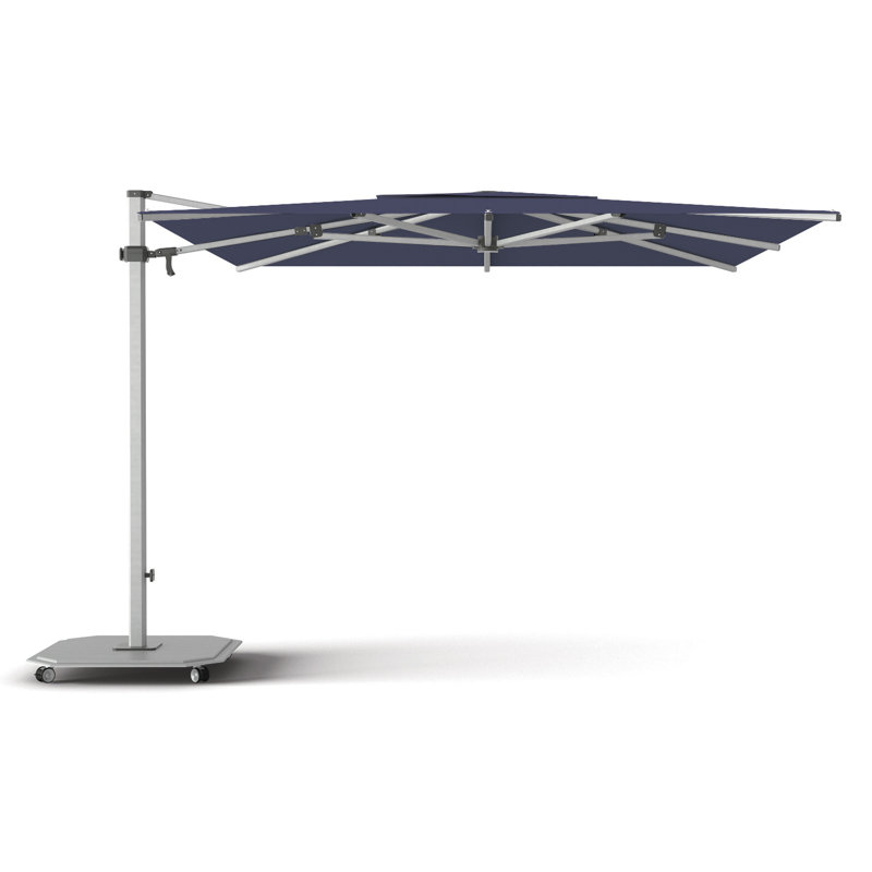 216 in. W Square Sunbrella® Cantilever Umbrella, Silver Anodized, Canvas Navy Sunbrella® Canvas
