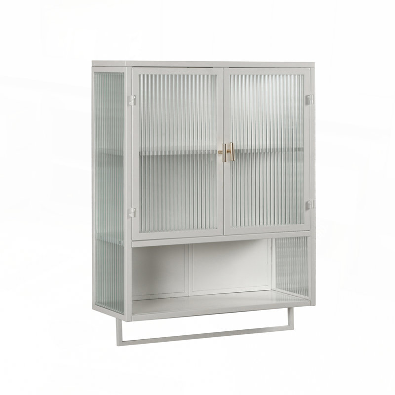 Contemporary Sideboard with Fluted Glass Wall-Mounted Design for Efficient Storage and Modern Aesthetics
