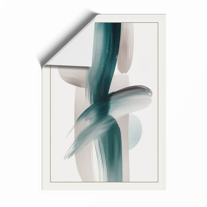 Flowing Teal Forms Abstract - Print, Unframed, A3 - 42.0 x 29.7 cm