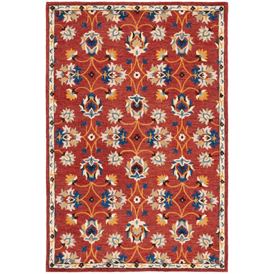 Tapis floral en laine / coton touffeté à la main Caleesi