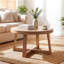 Table basse ronde de 30 po avec base en bois massif en forme de croix et table de thé décorative Farmhouse-17594534
