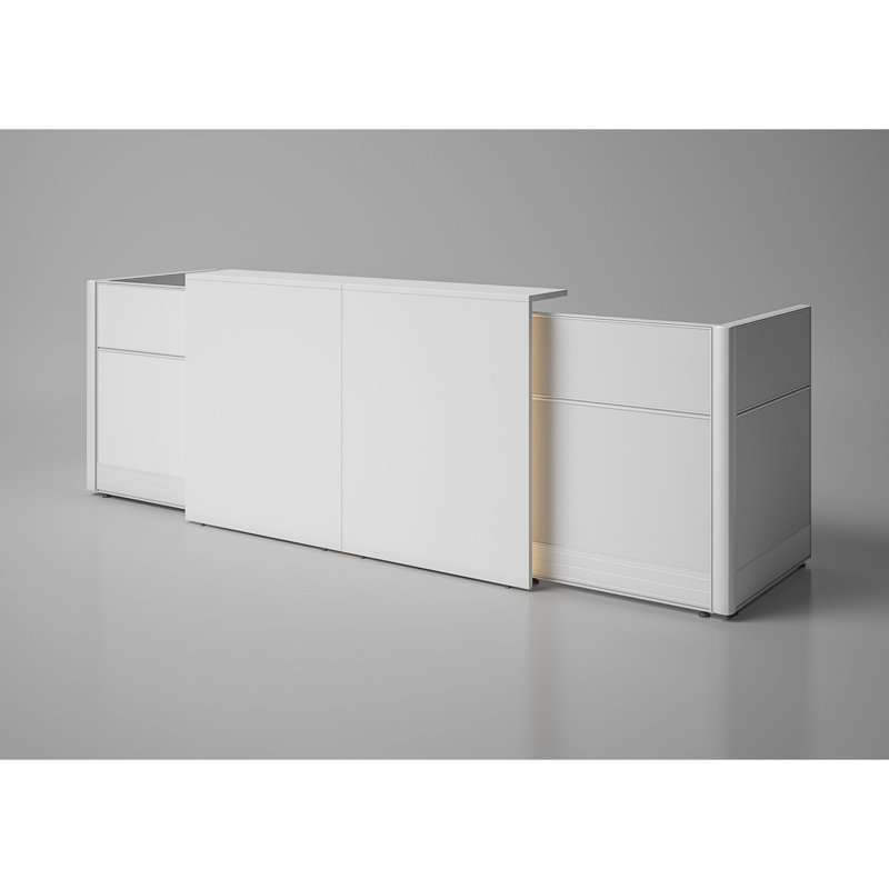 Antek 2 Person Rectangle Synthetic Laminate Reception Desk with Power Outlet