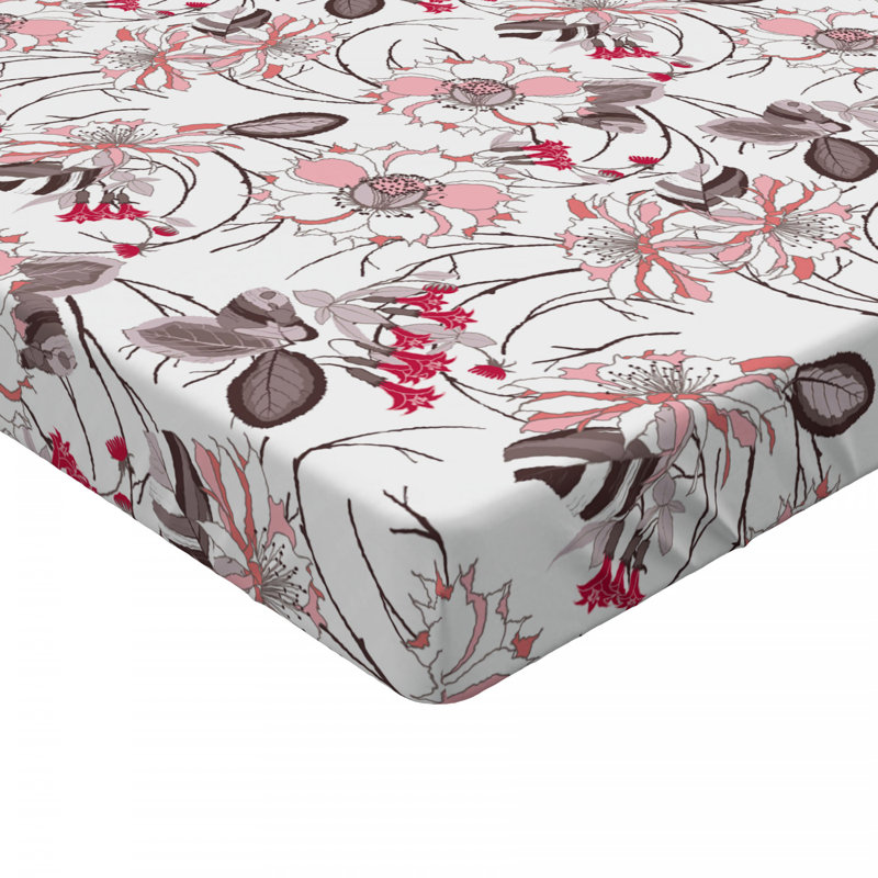 Microfiber Floral Fitted Sheet, Twin Fitted Sheet, Pink Floral