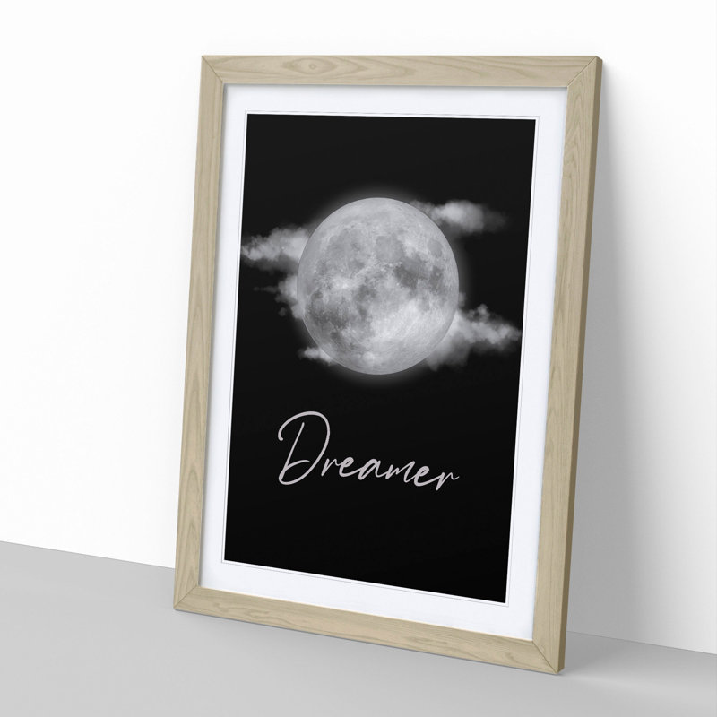 Dreamer V2 - Picture Frame Graphic Art, 90cm H x 65cm W x 2cm D, Oak