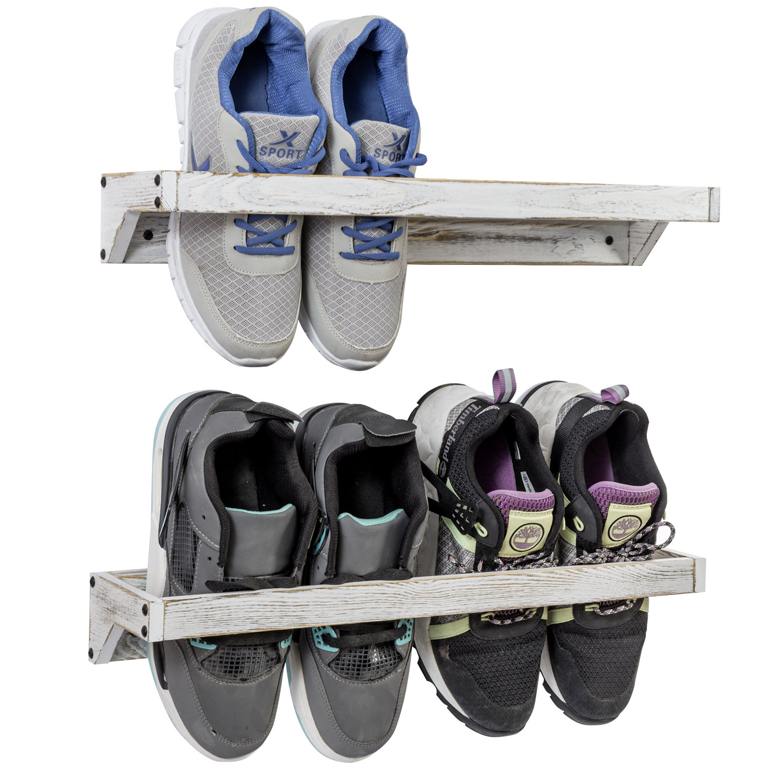 Burnt Wood Wall Mounted Shoe Storage Rack, Entryway Footwear Organizer –  MyGift