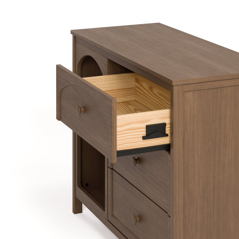 Commode combinée 3 tiroirs Olivia, Noisette