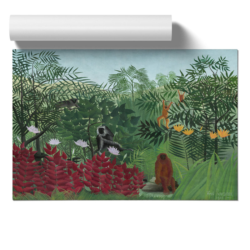 Tropical Forest With Monkeys by Henri Rousseau - No Frame Painting, 21cm H x 30cm W x 0.1cm D