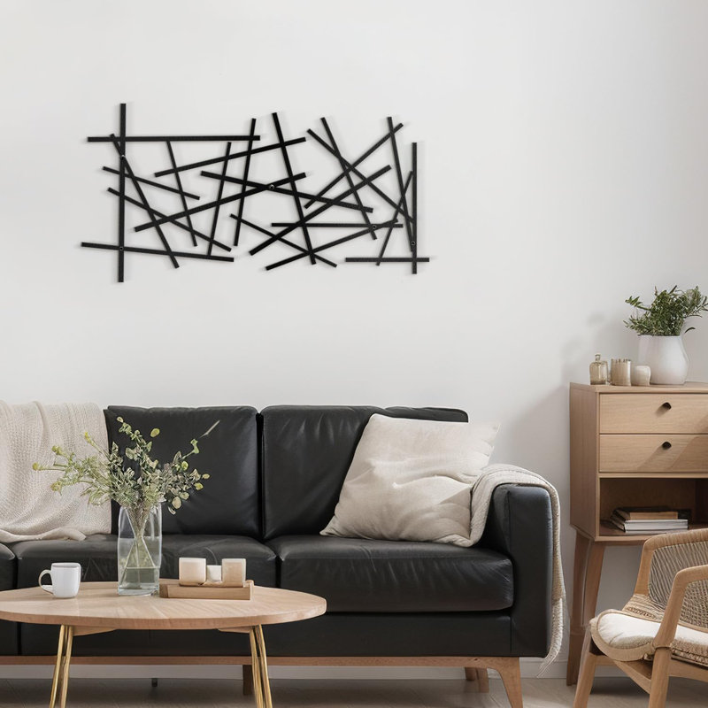 Wall Decor Metal, 18" H x 36" W x 0.05" D, Black