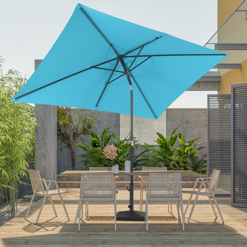 Parasol de marché rectangulaire 118,9 po x 78 po Shanene, Bleu turquoise