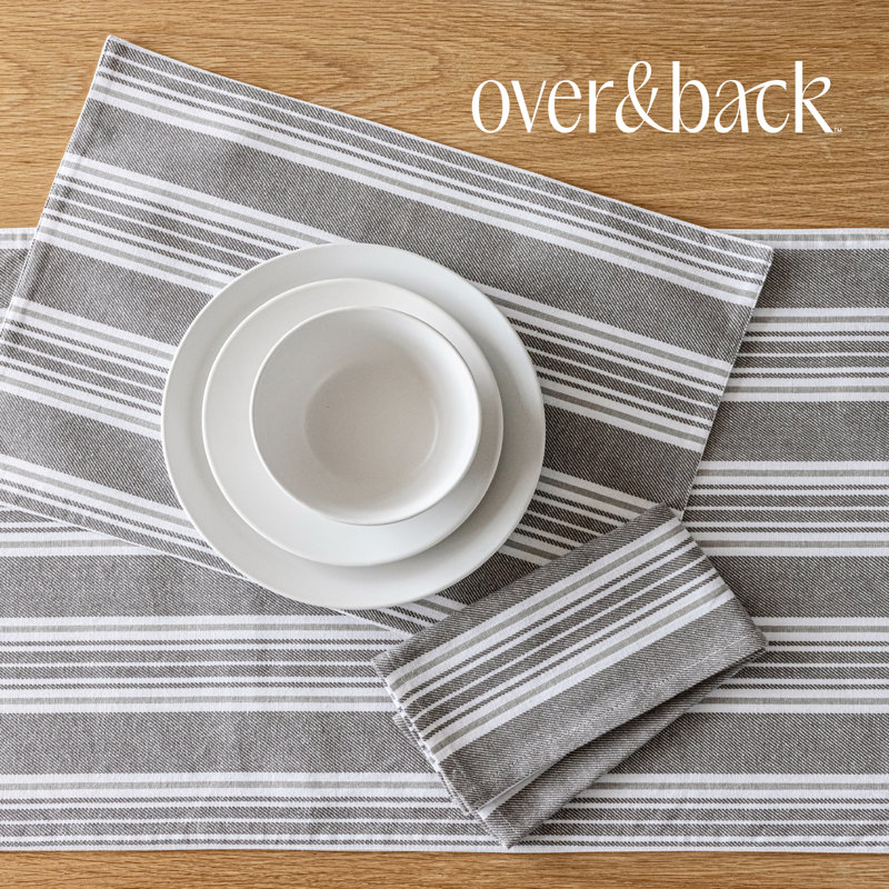 Gray Striped Cotton Woven Placemats Set of 4