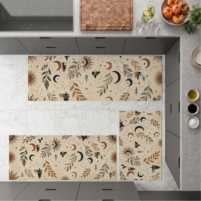 Botanical Moon Non-Slip Washable Kitchen Mats