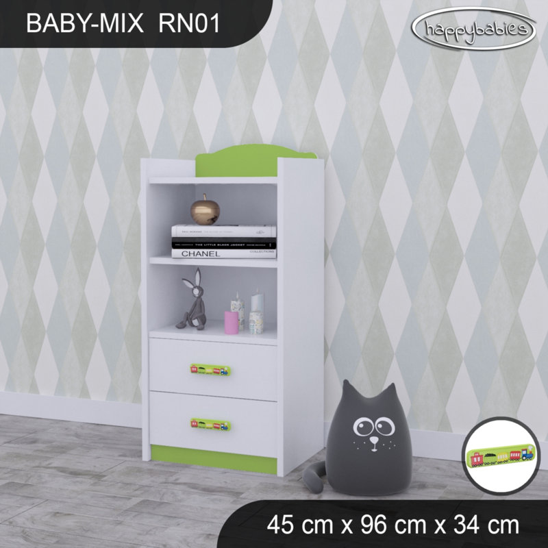 96cm H Kids Cube, White/Green/Green, 96cm H x 45cm W x 34cm D