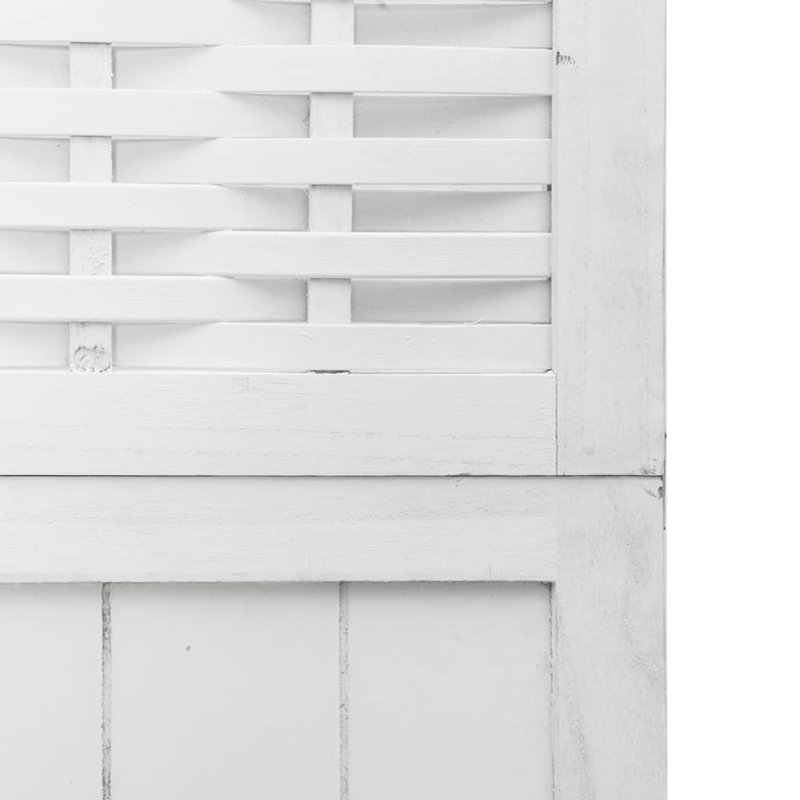 Room Divider 5 Panels White Solid Wood Paulownia, White, 86.6" H x 57.1" W x 0.63" D, 4